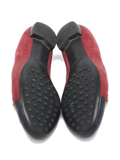 Pre-owned Tod's Vintage Suede Ballet Flats In Red
