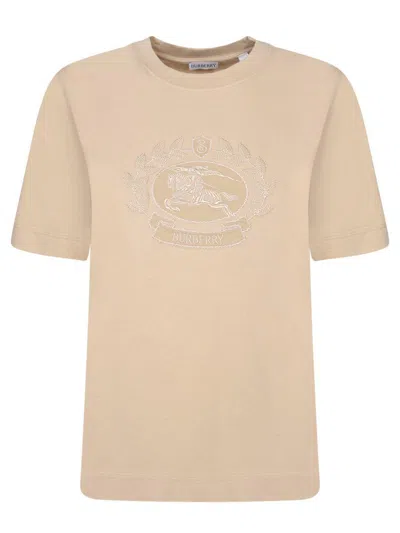 Burberry Beige Cotton T-shirts In Neutral