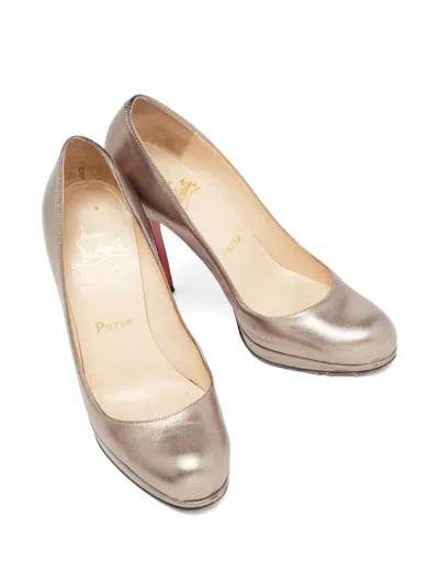 Pre-owned Christian Louboutin Metallic Leather Platform Pumps In Gold