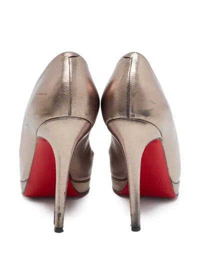 Pre-owned Christian Louboutin Metallic Leather Platform Pumps In Gold