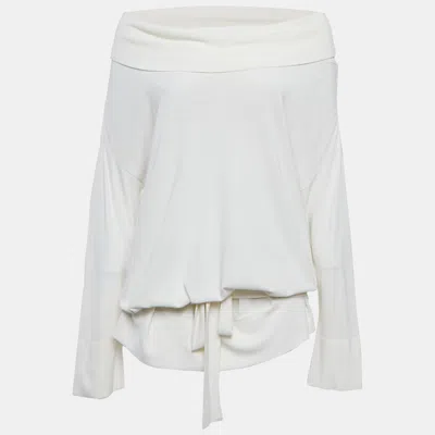 Pre-owned Max Mara White Knit Waist Tie Detail Oversized Sweater M