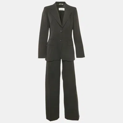 Pre-owned Max Mara Black Pinstriped Wool Suit M