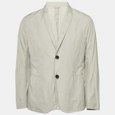 Pre-owned Emporio Armani Light Greycotton Blazer Sleeve Shirt L In Gray