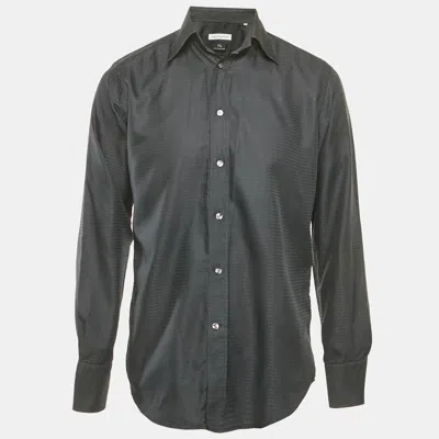 Pre-owned Versace Black Houndstooth Cotton Blend City Shirt M