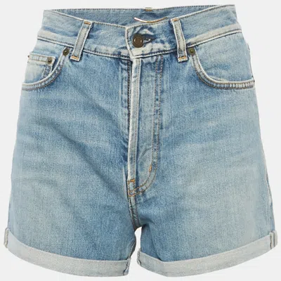 Pre-owned Saint Laurent Blue Denim Shorts M Waist 28"