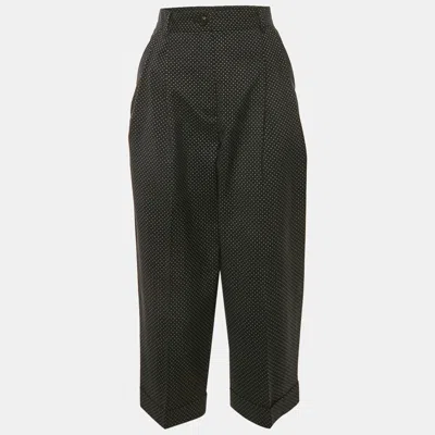 Pre-owned Dolce & Gabbana Black Dots Print Wool Pleated Culottes Xs