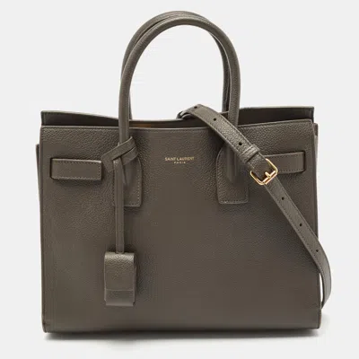 Pre-owned Saint Laurent Olive Green Leather Baby Classic Sac De Jour Tote