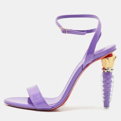 Pre-owned Christian Louboutin Purple Patent Leather Lipgloss Ankle Strap Sandals Size 38