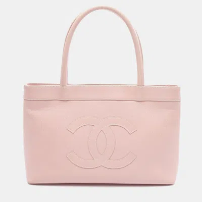 Pre-owned Chanel Coco Mark Tote Bag Calf Leather Pink Ghw