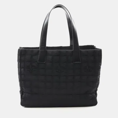 Pre-owned Chanel New Travel Line Mm Tote Shoulder Bag Leather Nylon Canvas Bk Ghw