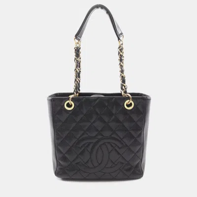 Pre-owned Chanel Matelasse Pst Tote Chain Shoulder Bag Leather Black Ghw