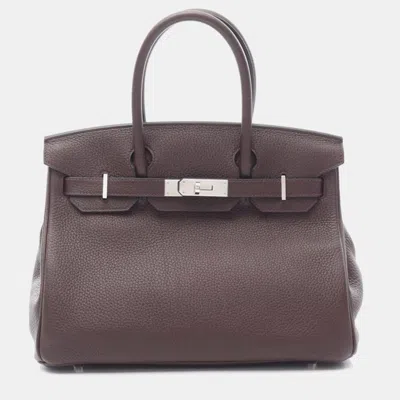 Pre-owned Hermes Birkin 30 Verso Rouge Seller Brique Leather Bag In Red