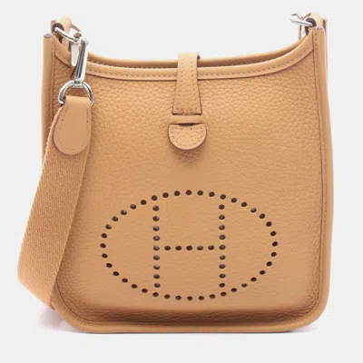 Pre-owned Hermes Evelyne Tpm Chai W Taurillon Clemence Crossbody Bag In Sand