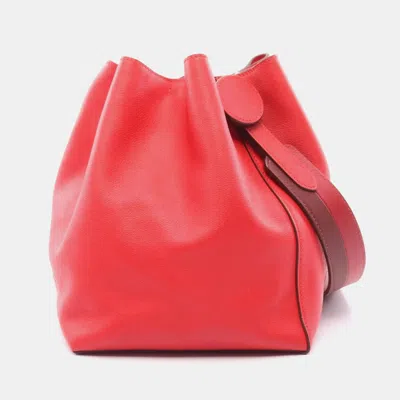 Pre-owned Hermes Licol 17 Rouge Tomate D Evercolor Leather Shoulder Bag In Red