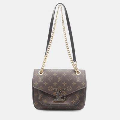 Pre-owned Louis Vuitton Passy Chain Shoulder Bag Monogram Canvas Brown