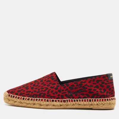 Pre-owned Saint Laurent Black/red Canvas Slip On Espadrille Size 43