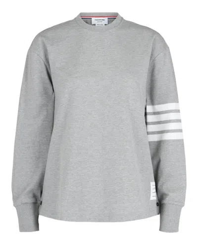Thom Browne 4-bar Long-sleeve Cotton Jersey Ruby T-shirt In Brown