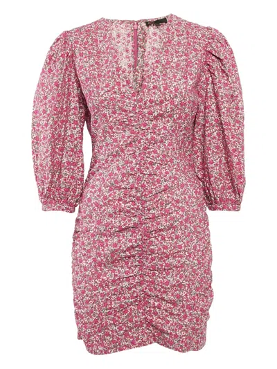 Pre-owned Maje Puff-sleeves Floral Dress In Pink