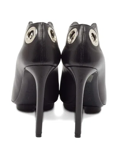 Pre-owned Alexander Mcqueen Leather Eyelets High-heel Boots In Black