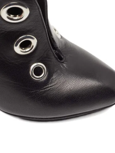 Pre-owned Alexander Mcqueen Leather Eyelets High-heel Boots In Black