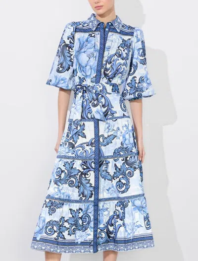 Alice And Olivia Geneva Midi Dress In Blue