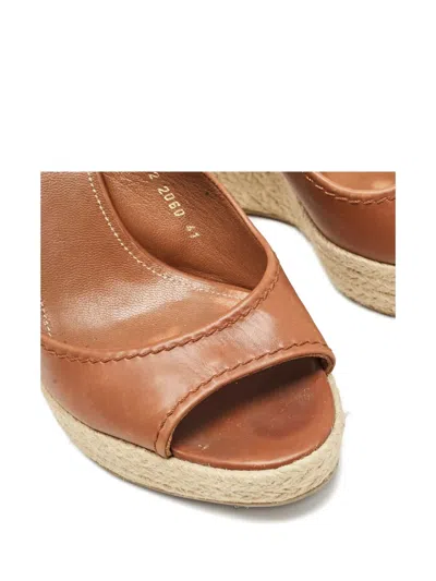 Pre-owned Sergio Rossi Vintage Leather Wedge Sandals