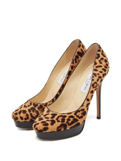 Pre-owned Jimmy Choo 130mm Leather Heeled Pumps In Brown