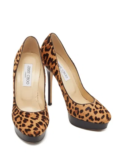 Pre-owned Jimmy Choo 130mm Leather Heeled Pumps In Brown