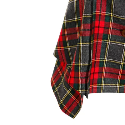 Vivienne Westwood Asymmetric Wrap Skirt With Check Pattern And Button Fastening