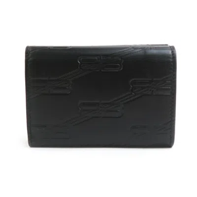 Pre-owned Balenciaga Black Leather Wallet (tri-fold) ()