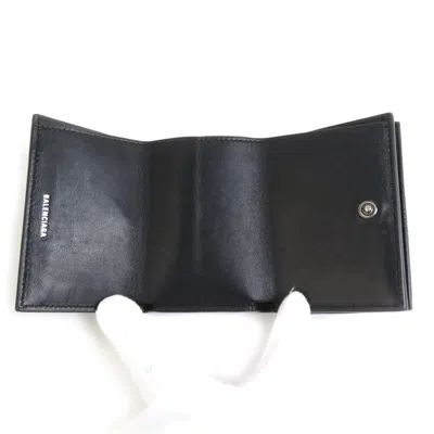 Pre-owned Balenciaga Black Leather Wallet (tri-fold) ()