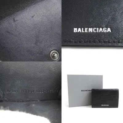 Pre-owned Balenciaga Black Leather Wallet (tri-fold) ()