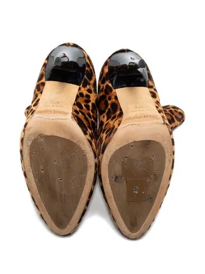 Pre-owned Jimmy Choo Leopard-print Calf-hair Boots In Neutral