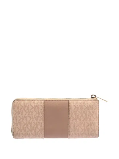 Pre-owned Michael Kors Vintage Monogram Zip Wallet In Neutral