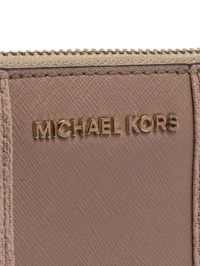 Pre-owned Michael Kors Vintage Monogram Zip Wallet In Neutral