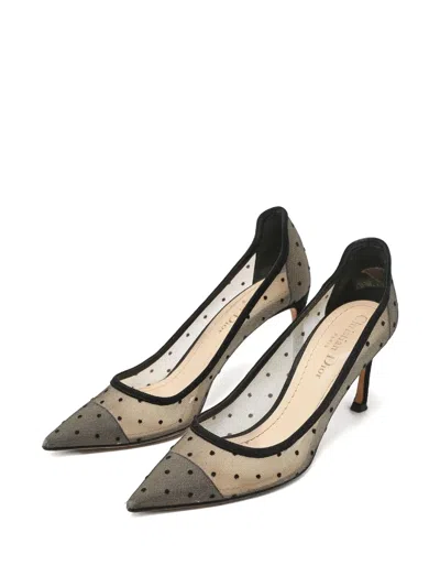 Pre-owned Dior 2024 Mesh Polka-dot Pumps In Neutral