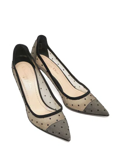 Pre-owned Dior 2024 Mesh Polka-dot Pumps In Neutral