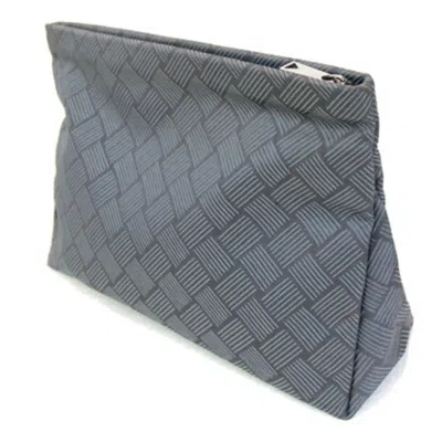 Pre-owned Bottega Veneta Intrecciato Gray Nylon Canvas Clutch Bag Pouch ()