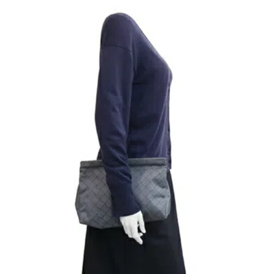 Pre-owned Bottega Veneta Intrecciato Gray Nylon Canvas Clutch Bag Pouch ()