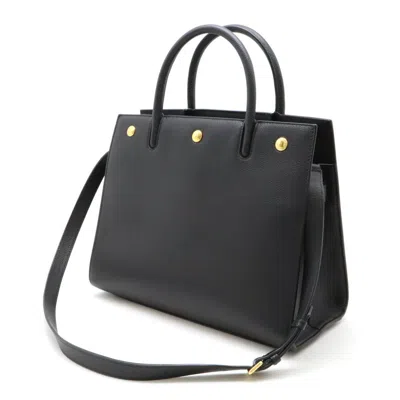 Pre-owned Burberry Black Leather Handbag Shoulder Bag Tote Bag ()