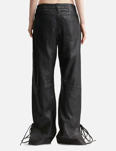 Won Hundred Baggy String Leather Trousers In Black
