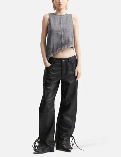 Won Hundred Baggy String Leather Trousers In Black