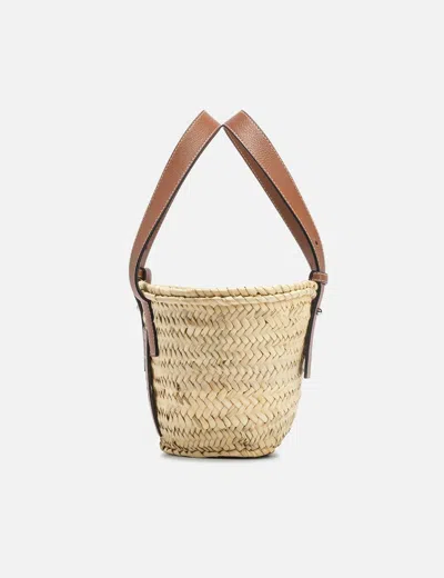 Loewe Small Basket Bag In Palm Leaf And Leather