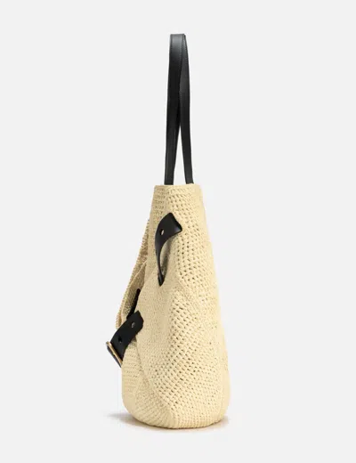 Loewe Punch Hole Medium Leather-trimmed Raffia Tote