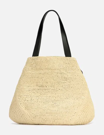 Loewe Punch Hole Medium Leather-trimmed Raffia Tote