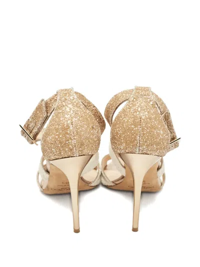 Pre-owned Jimmy Choo 2024 Glitter Stiletto Sandals In White