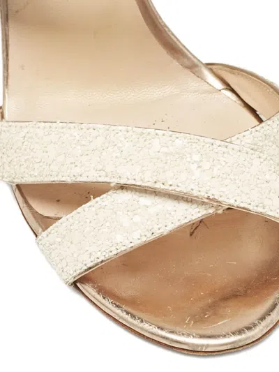 Pre-owned Jimmy Choo 2024 Glitter Stiletto Sandals In White