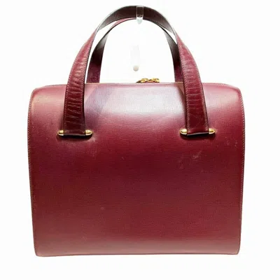 Pre-owned Cartier Bordeaux Leather Handbag Shoulder Bag ()