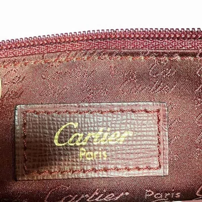 Pre-owned Cartier Bordeaux Leather Handbag Shoulder Bag ()