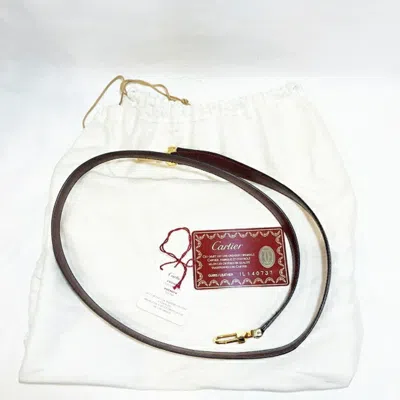 Pre-owned Cartier Bordeaux Leather Handbag Shoulder Bag ()